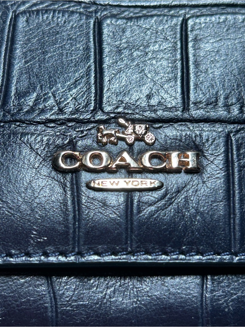 Coach Navy Croc-Embossed Continental Wallet with Snap Closure. 
EUC - Picture 8 of 9